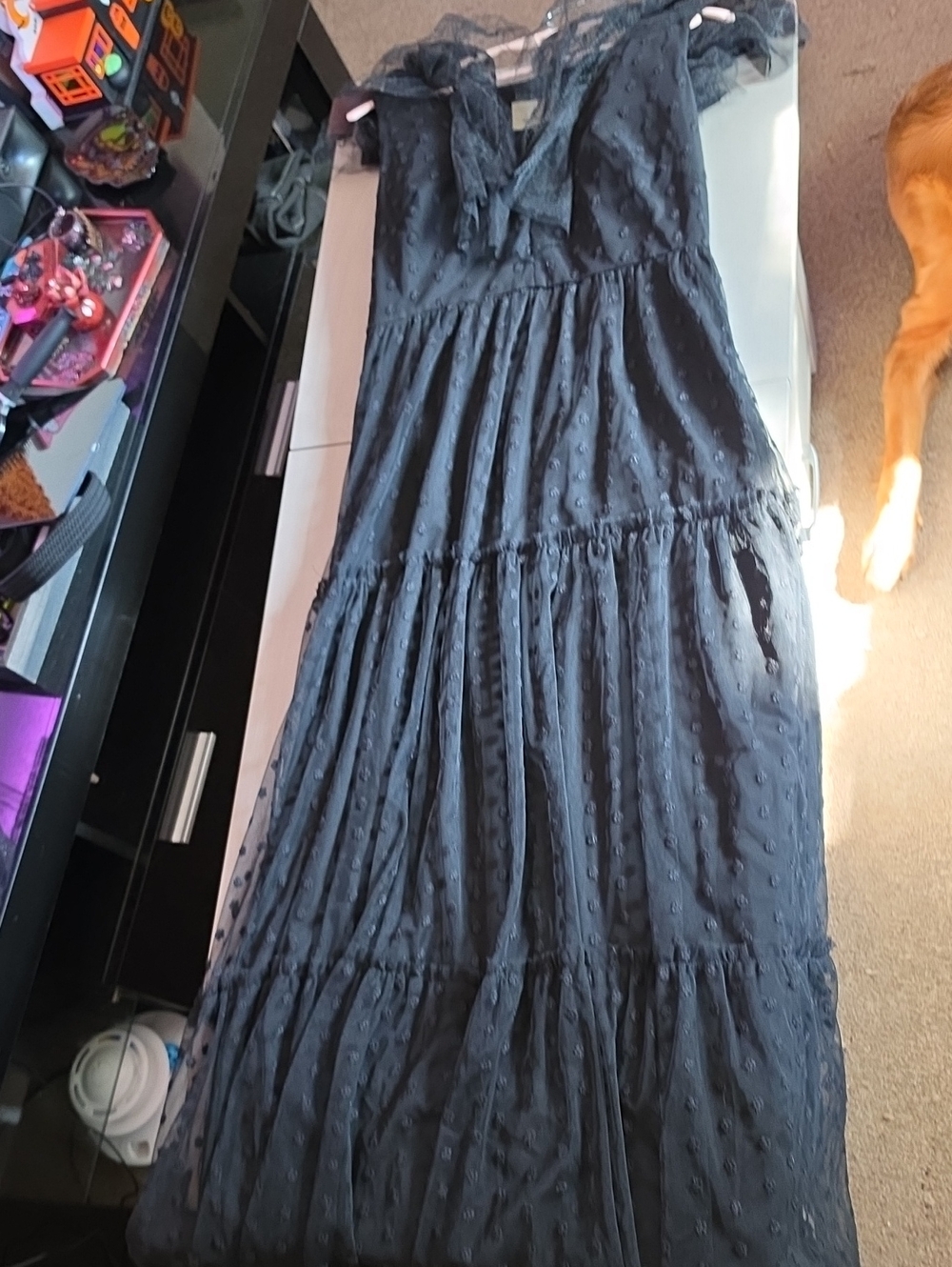 Tuckernuck Black Tiered Swiss Dot Maxi Dress